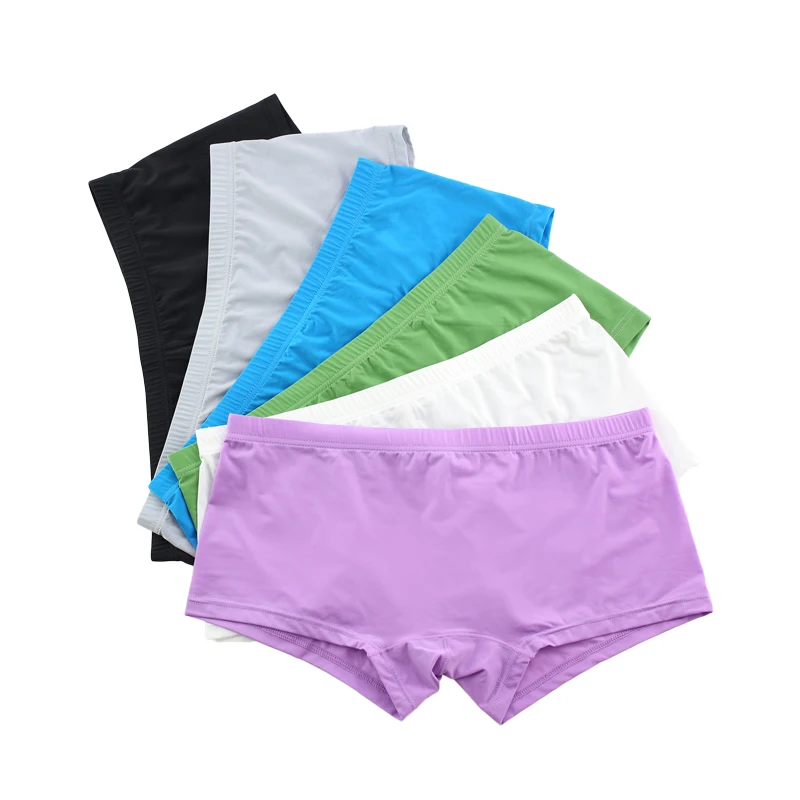 6PCS Boxers Seamless Panties Men Sexy Solid Ice-silk Nylon Underpants Breathable Underwear Calzoncillo Hombre Underpants