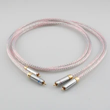 Pair HiFi Nordost Valhalla 7N silver plated audio RCA interconnect cable with Gold Plated RCA plug connector