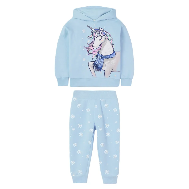 

2pcs Kids Girls Hooded Autumn Clothing Sets Cartoon Unicorn Hoodies Pants Suit for Children Girl Clothes