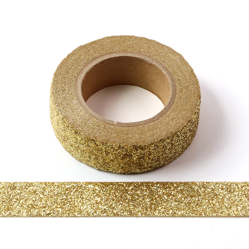 

10pcs/Lot Yellow powder Washi Tape Glitter Japanese Stationery 15mm* 5meter Kawaii Paper Scrapbooking Tools Decorative Tape Mask