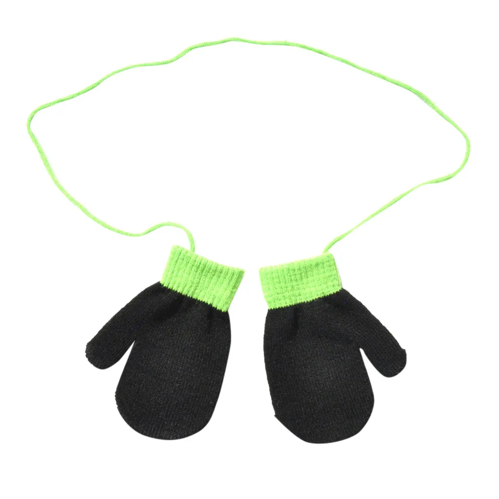 Winter Warm Patchwork Knitted Cute With String Gloves Mittens For Children Toddler Kidscycling Climbing Outdoor | Аксессуары для