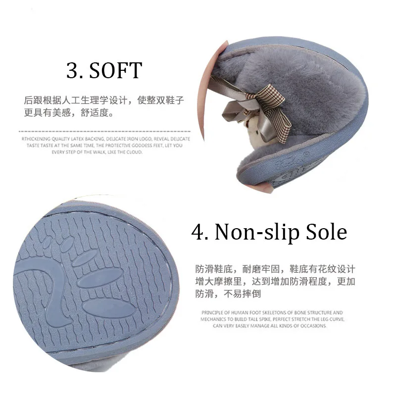 Серые зимние женские домашние тапочки с искусственным мехом Модные плюшевые