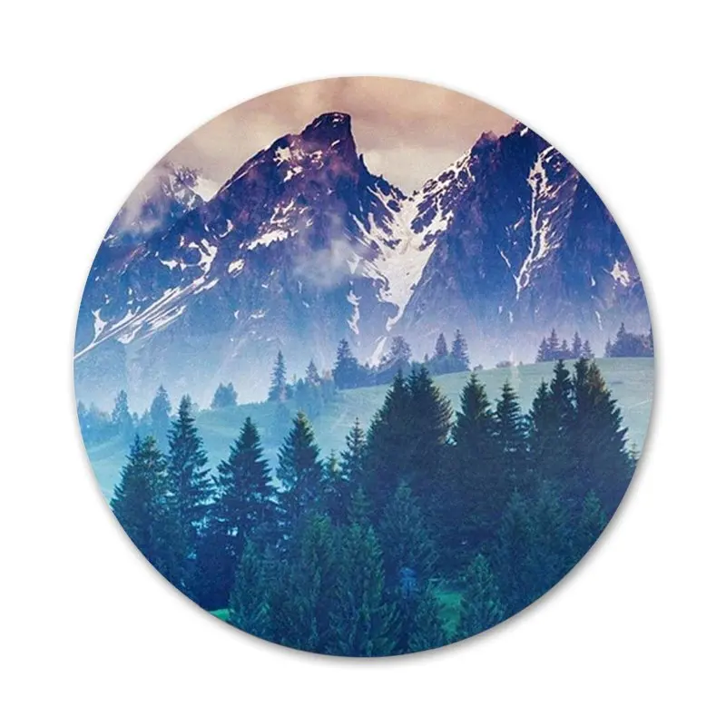 Крутой горный лес облака Значки значки значок Металлические для одежды рюкзака