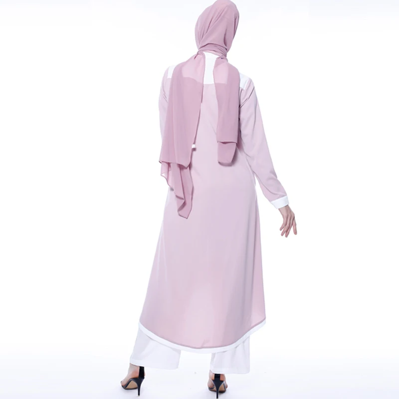 Abaya турецкое искусственное мусульманское платье Женский комплект из топа и брюк