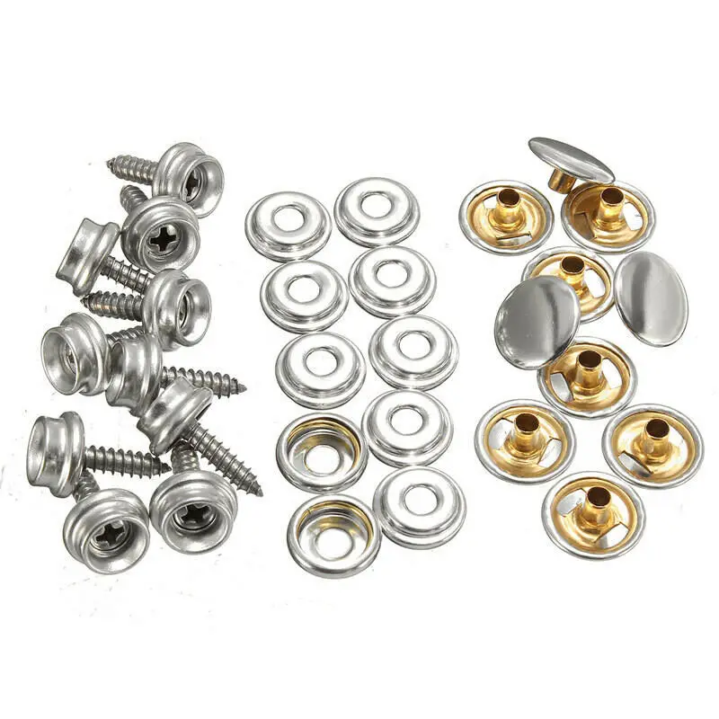 

30PCS 15mmStainless Steel Tapping Snap Fastener Kit Tent Marine Yacht Boat Canvas Cover Tools Sockets Buttons Car Accessories