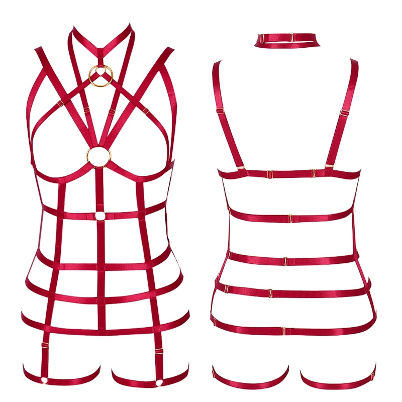 

Sexy Black Harness Underwear Set Garter Belts Harness Women Waist To Leg Bondage Cage Straps Bra Garter Body Belts Lingerie