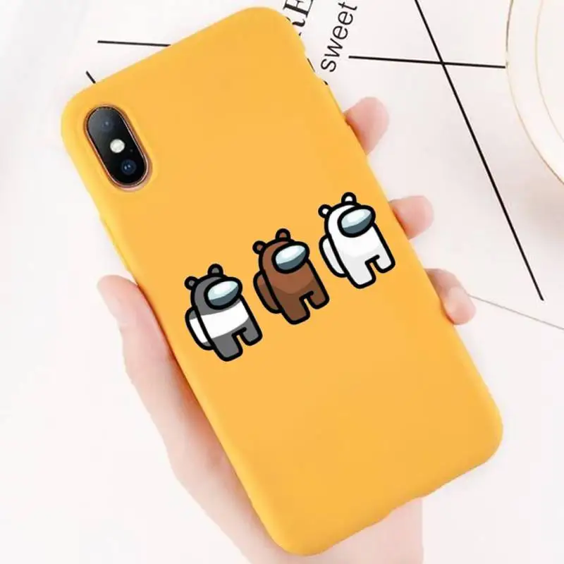 

Among Us Phone Case Yellow Silicone For Iphone 6 7 8 11 12 Plus XR X XS SE2020 11/12PRO Max Cases