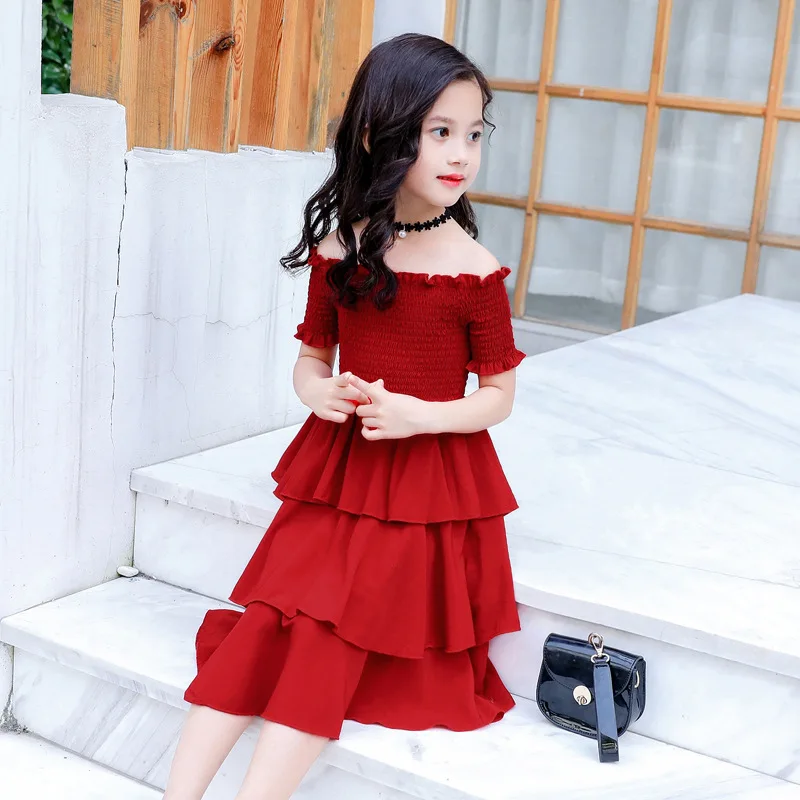 

2021 летняя детская одежда для маленьких девочек платье с узором в виде лепестков для детей и подростков, Элегантное Длинное платье Формальны...