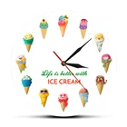 Life is better with ICE Cream Time Clock прекрасный мультяшный дизайн мороженого пудинг магазин десертов кухонный декор настенные часы