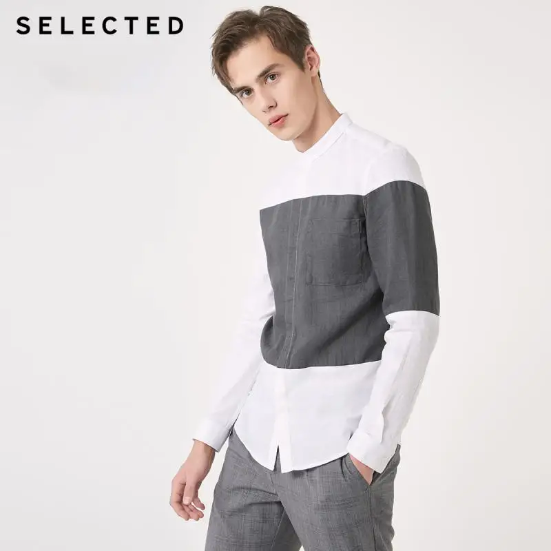 Приталенная рубашка из хлопка и льна разных цветов с длинными рукавами S |