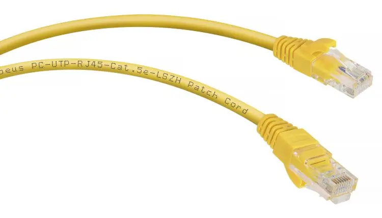 Кабель патч-корд U/UTP 5e кат. 2м. Cabeus PC-UTP-RJ45-Cat.5e-2m-YL-LSZH неэкранированный желтый |