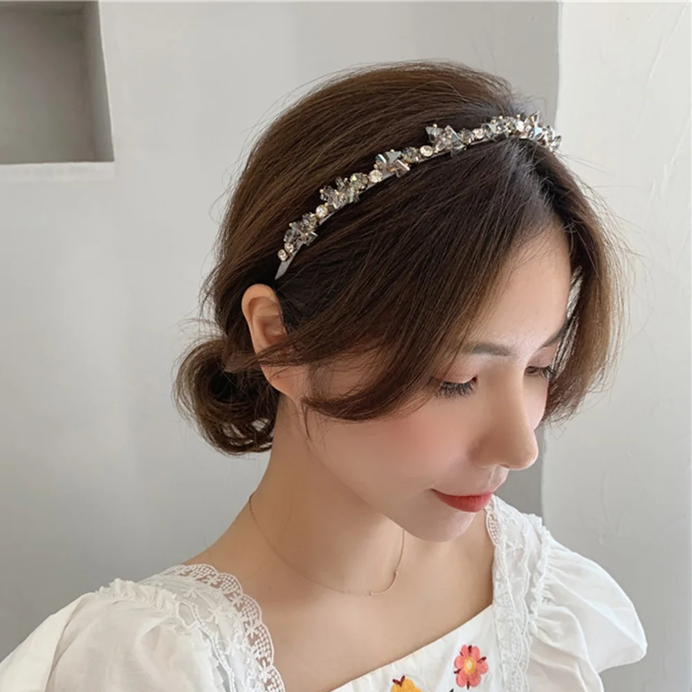 

Women Crystal Rhinestone Retro Headbands French Elegant Hair Hoop Headband Thin Hairband Hair Accessories
