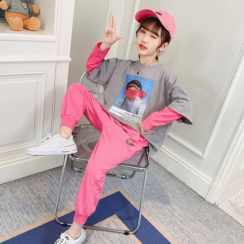 

Teen Girls Casual Clothing Sets 2021 Spring Autumn Tops Pants Two Pieces School Costume Tracksuit Kids Clothes Suit 6 8 10 12 Y