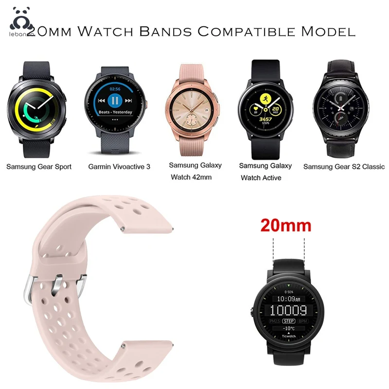 Lebanda спортивный ремешок для смарт-часов Galaxy Watch Active/42/46 мм, ремешок для HUAWEI GT силиконовый ремешок из мягкой дышащей ткани замена 20 мм/22 мм