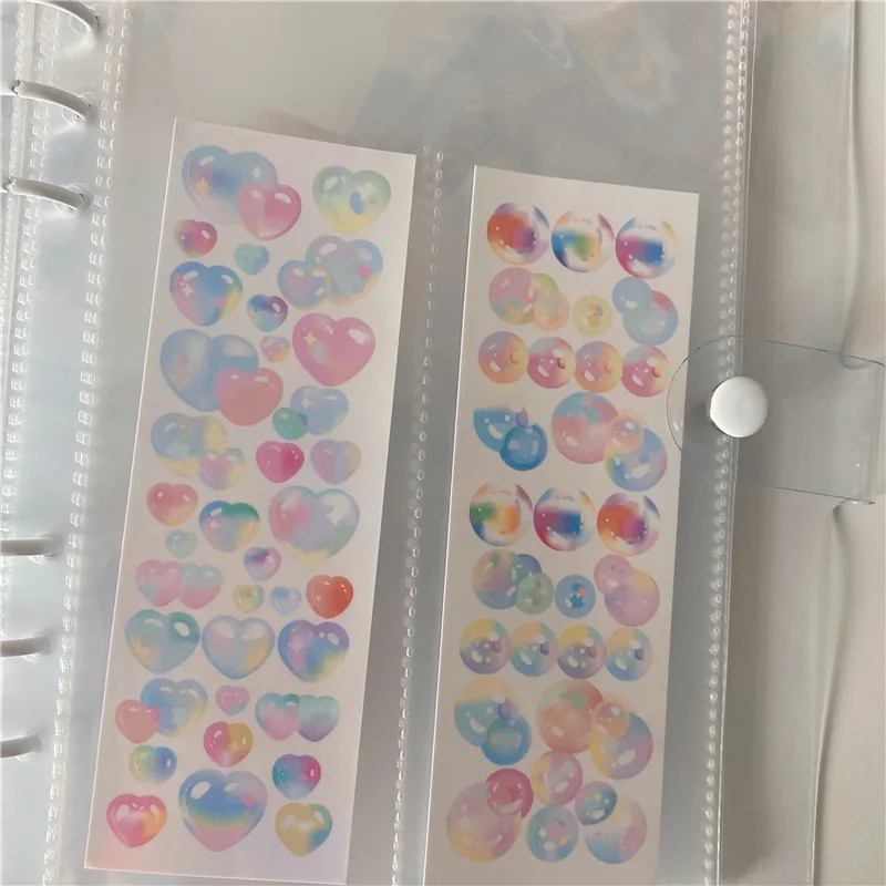

Korean Colorful Laser Bubble Love Heart Stickers DIY Scrapbooking Star Chasing Card Photo Album Couple Gift Decoration Stickers