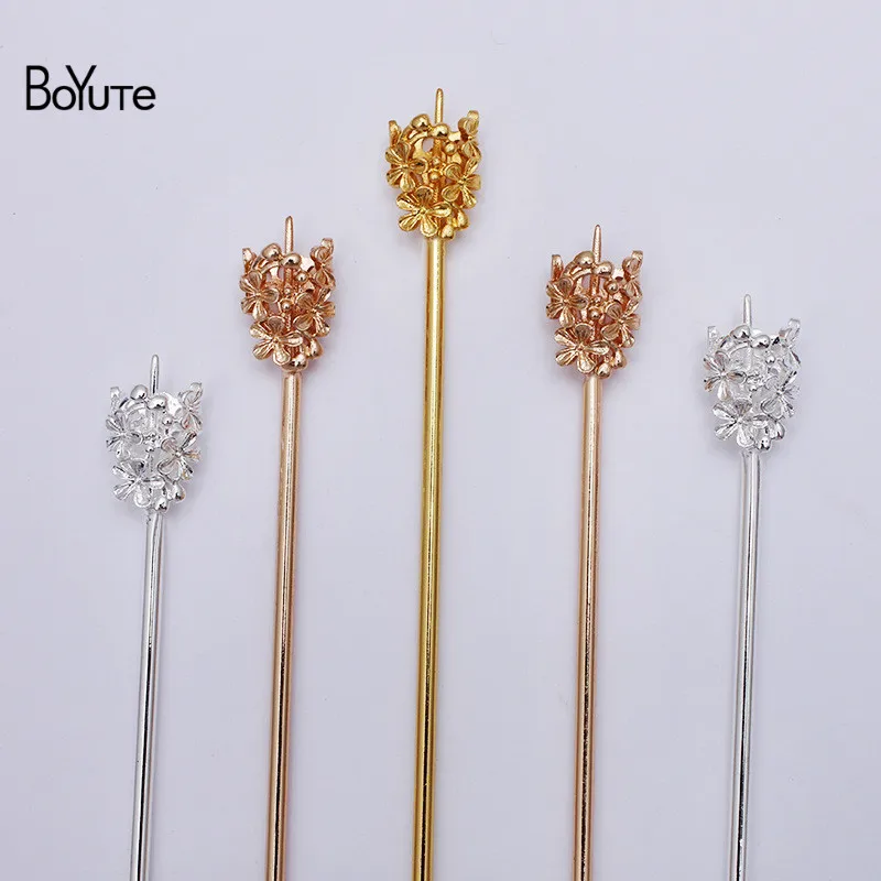 

BoYuTe (5 Pieces/Lot) 12*20MM Metal Alloy Flower Hair Stick Vintage Hair Accessories Diy Handmade Jewelry Findings