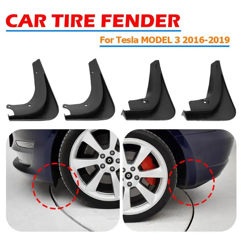 4 шт. Брызговики для автомобиля брызговики крылья Tesla модель 3 2019 черный низкая
