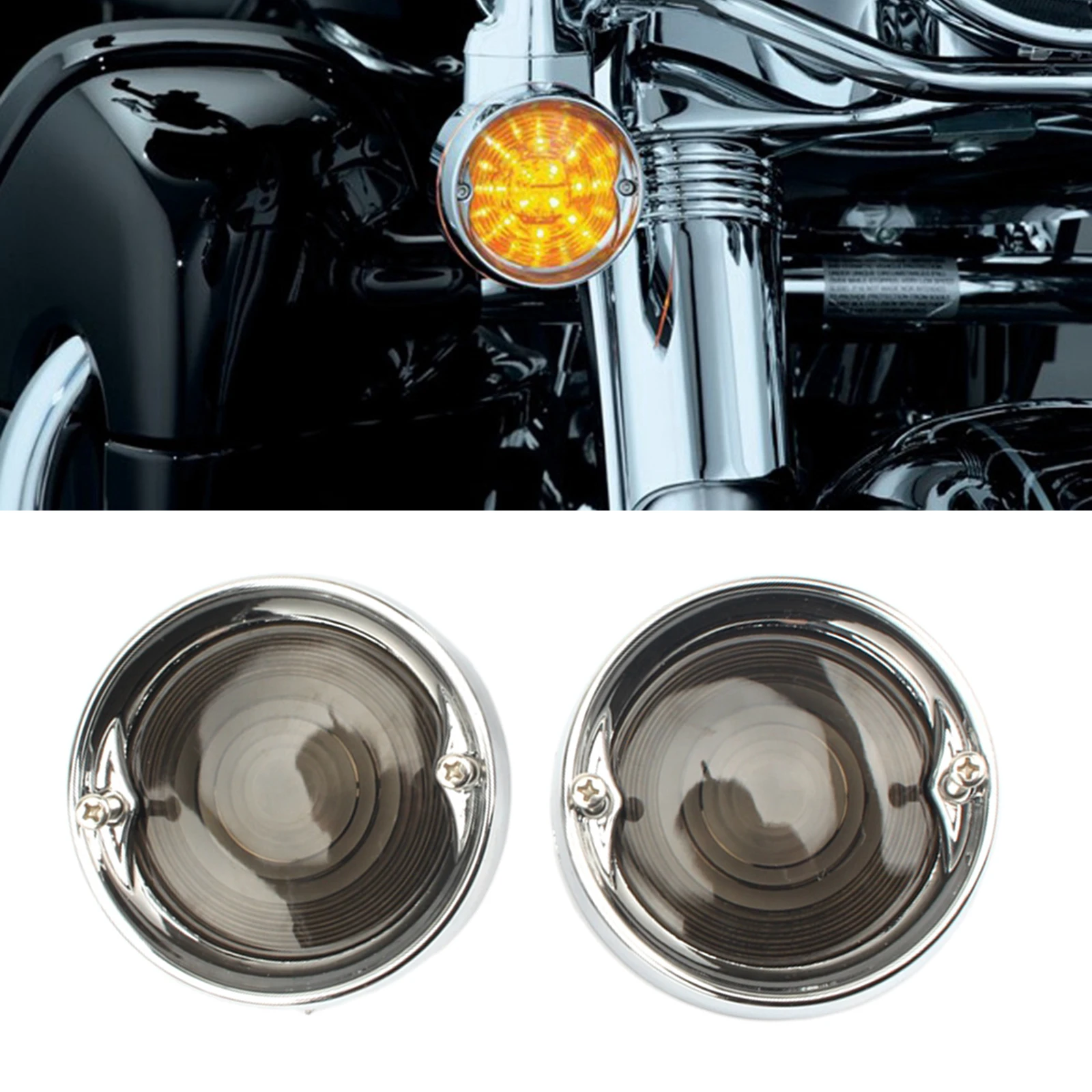 2Pcs Motorcycle Turn Signal Light Bezels Lens Cover Visor Trim Rings For Harley Touring | Автомобили и мотоциклы