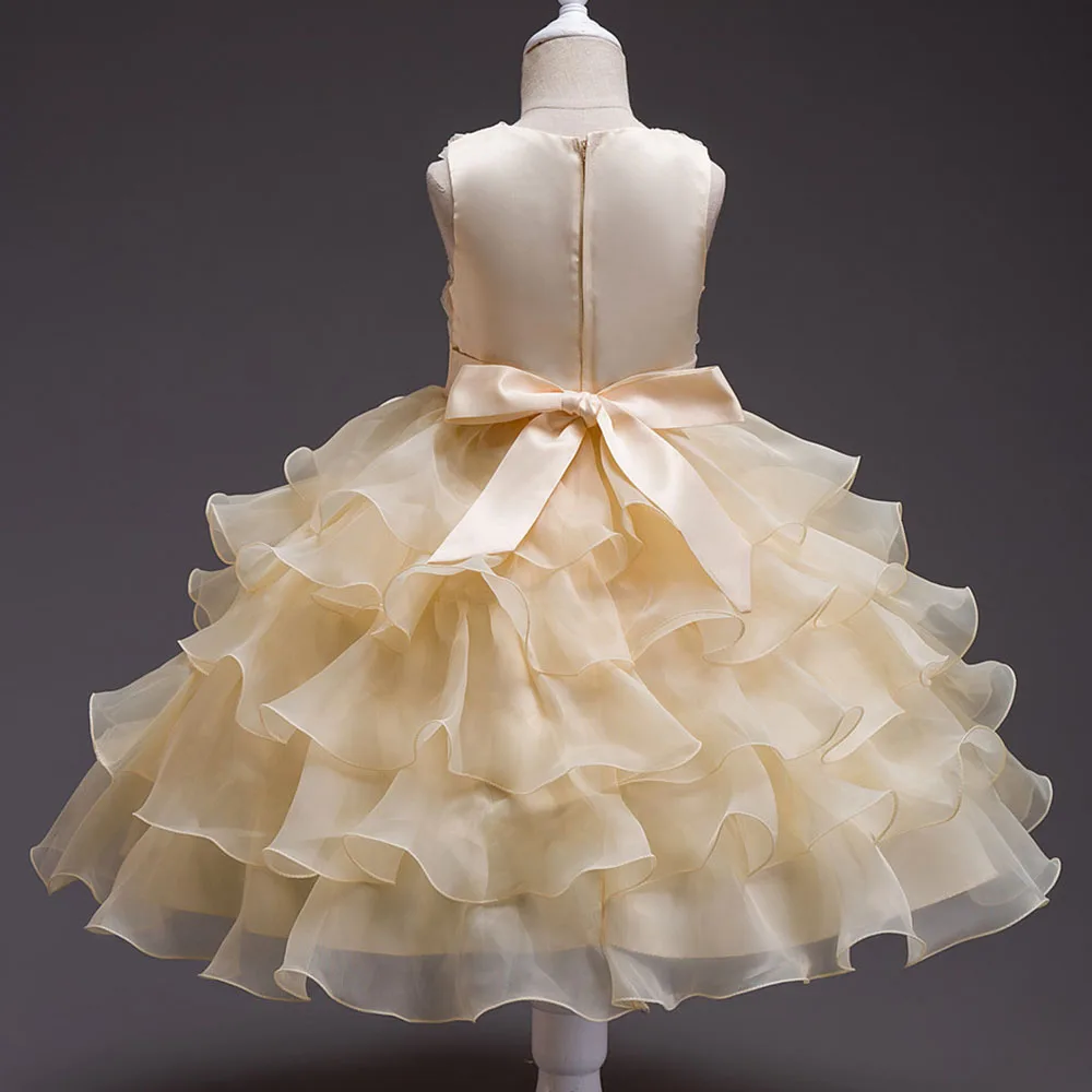 X024 Glitz Elegant Princess Pageant Gown Girl Short Dress Flower Fuscia Girls Wedding Party Dresses for Kids | Детская одежда и