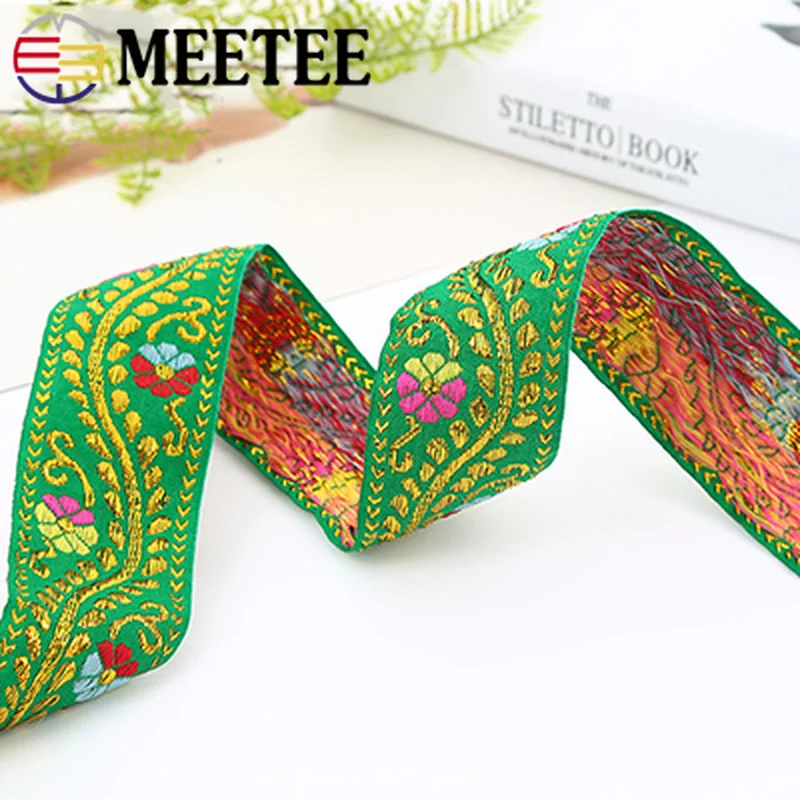Meetee 1pc=7meters 43mm Ethnic Style Embroidery Jacquard Lace Webbing DIY stage Clothing Cheongsam Decor Trims Sewing Material | Дом и сад