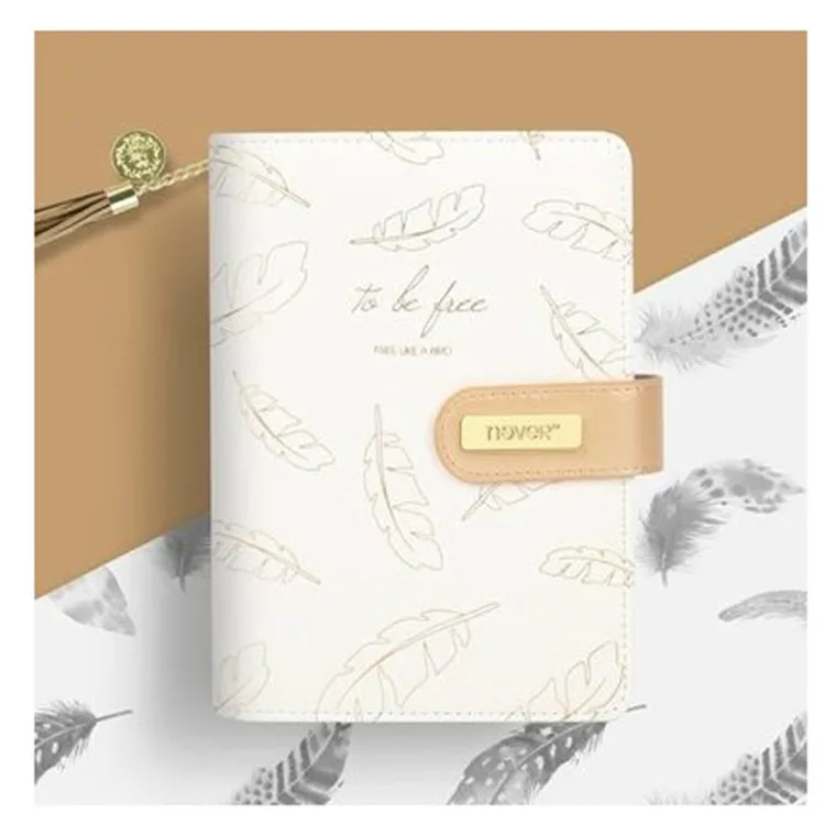 

new 2021 A6 Cute Leather Cover Notebooks 6 Rings Binder Planner Agenda Organizer Office School Refillable Notebook Stationery