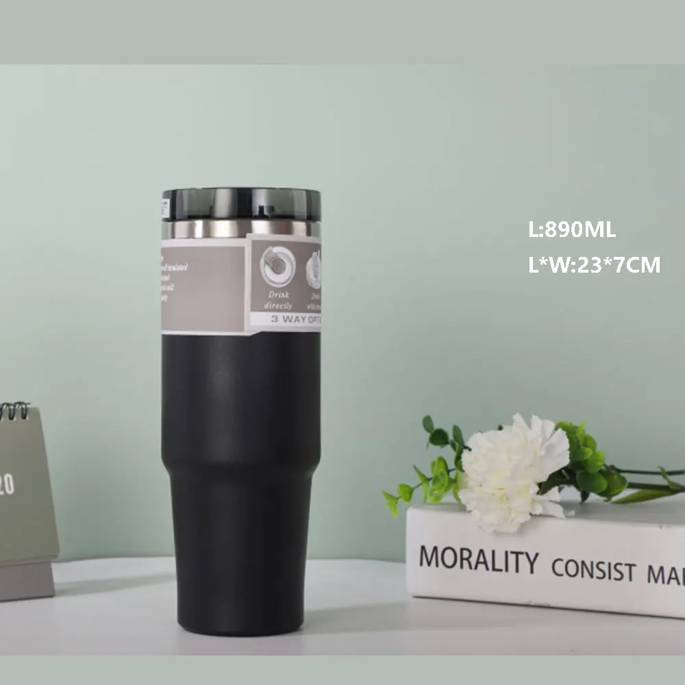 

Creative 600/890ml Fashion 304 Stainless Steel Thermo Cup Travel Coffee Mug With Lid Straw Car Water Bottle For Gift