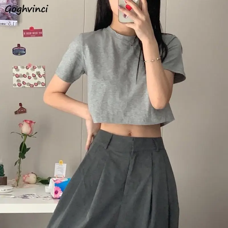 

Женские футболки с коротким рукавом, однотонные топы для отдыха, простые, милые, универсальные, хлопковые, удобные, Ins Chic Harajuku, Новинка