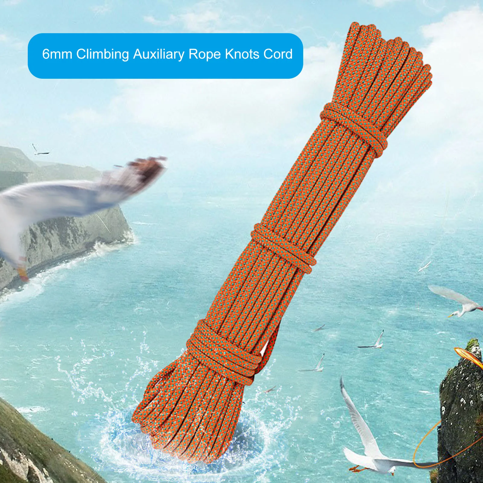 

Outdoor Climbing Rope 6mm Climbing Auxiliary Rope Knots Cord for Outdoor Hiking Climbing Accessories 10 Meters