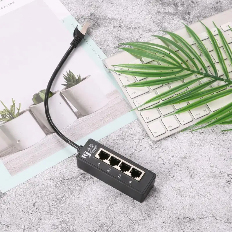 

Разветвитель RJ45 для локальной сети Ethernet, соединитель RJ45, разветвитель, Кабель-адаптер для сетевого удлинителя ПК, кабель с 1 штекером на 4 гне...