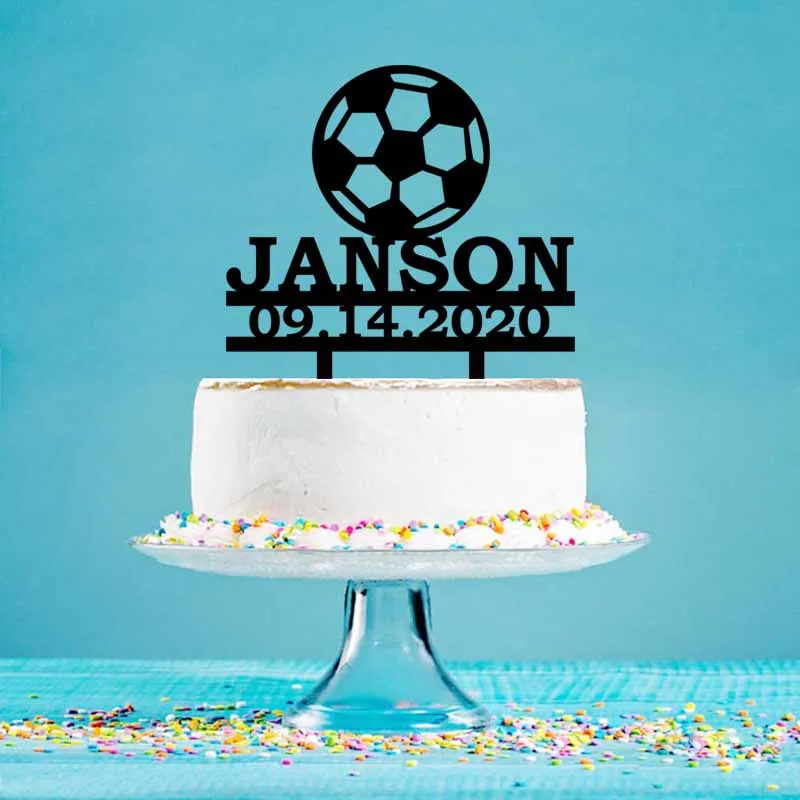 Персонализированный Топпер для футбольного торта с именем на заказ дата