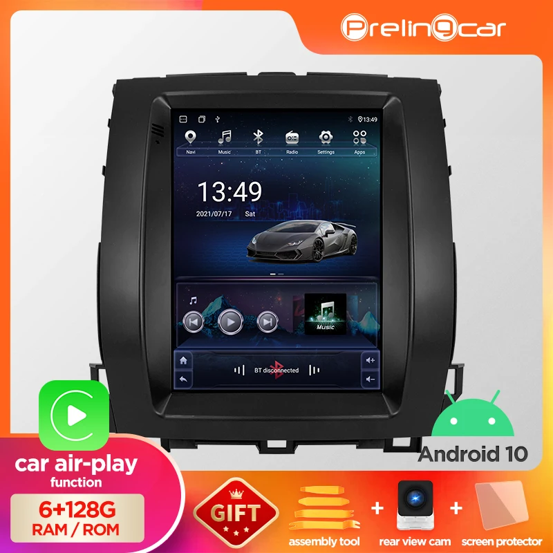 

Автомагнитола на платформе Android 10, для Toyota Land Cruiser Prado 2002-2009, мультимедийная, видео, GPS-навигация, вертикальная, в стиле Tesla