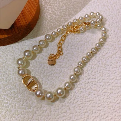

CD Pearl Necklace Women's High Quality Classic Clavicle Neck Chain Famous Brand With High-End Jewelry Elegant Joker Holiday Gift