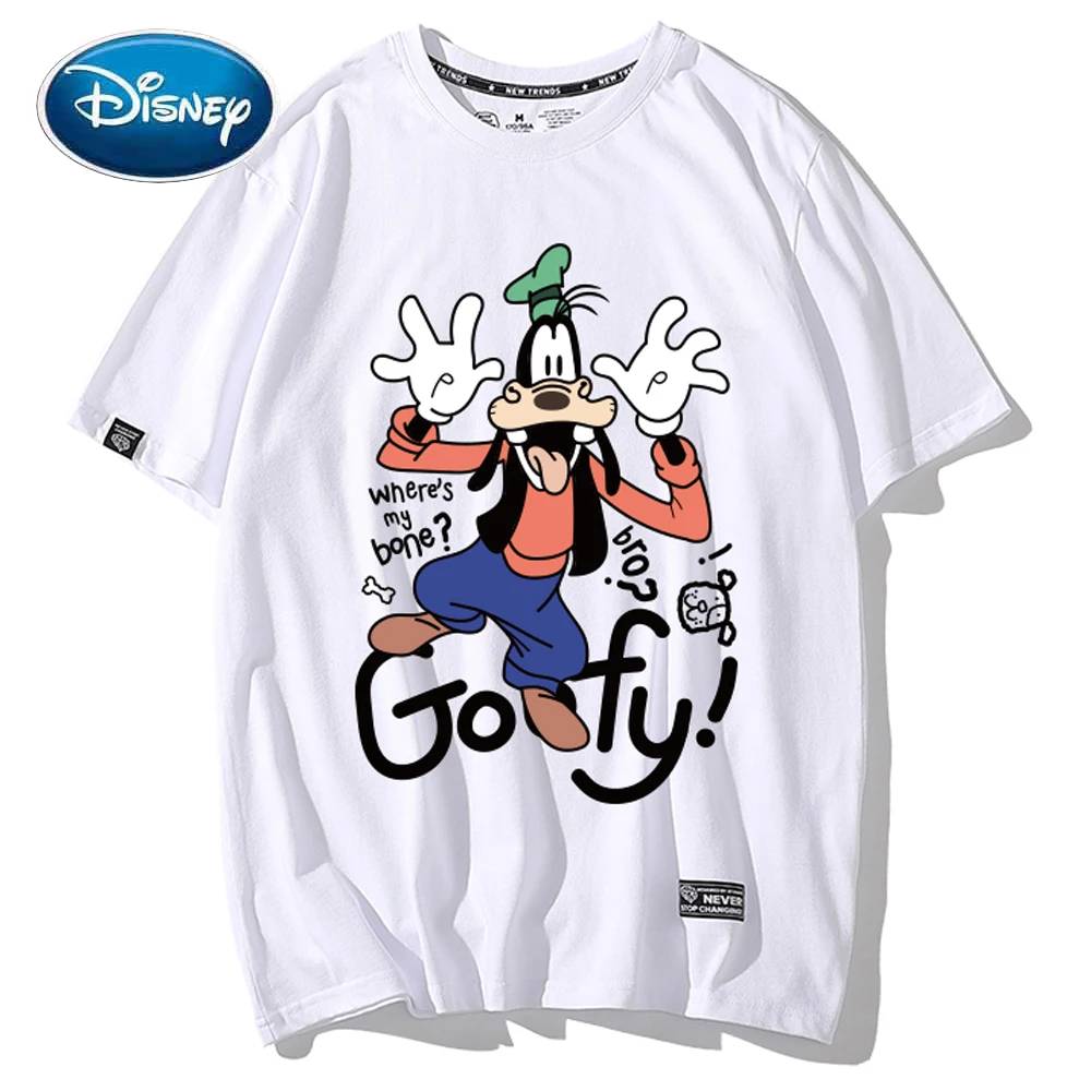 

Disney Fashion Goofy Dog Letter Cartoon Print Short Sleeve Cute Women T-Shirt Harajuku Unisex Couples Tee Tops 6 Candy Colors