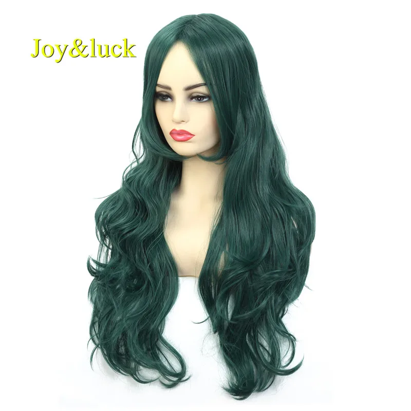 Длинный парик Joy & luck натуральные волнистые синтетические парики зеленого цвета