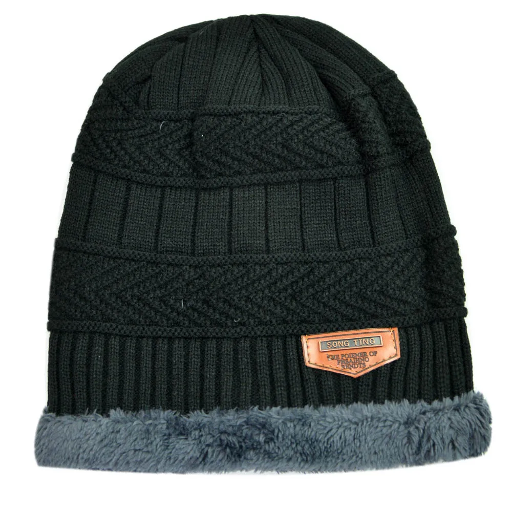 Новинка толстая и теплая вязаная шапка из искусственной кожи для женщин флисовые