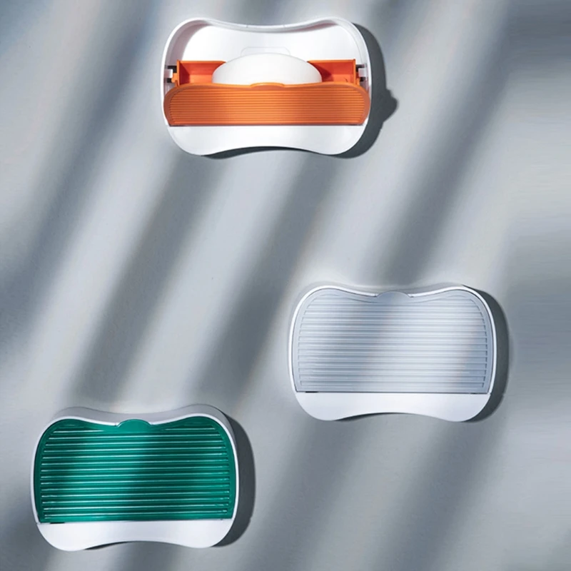 

Wall-mounted Soap Dishes Bathroom Storage Drain Rack Soap Box Hook Plastic Box