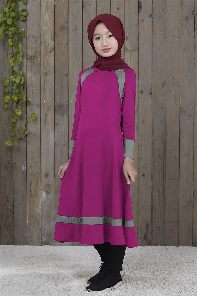 Платье для девочек, мусульманское, ТРАПЕЦИЕВИДНОЕ, из Дубая, длинное, мусульманское, кафтан, платья для девочек, молитвенная одежда, 2020