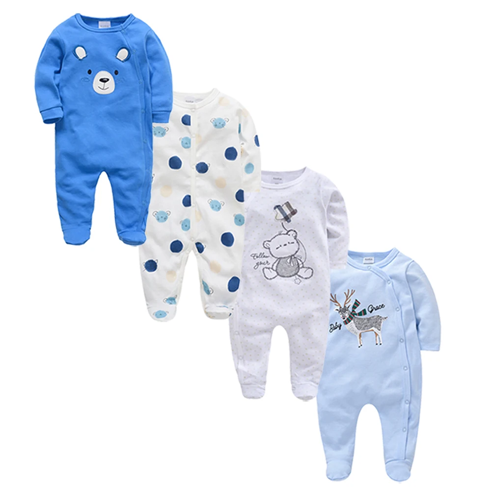 

Kavkas 3 4 шт./лот Комбинезоны для маленьких мальчиков 100% хлопок 0-12 месяцев малыш клиент с длинным рукавом мультяшный рисунок детская одежда