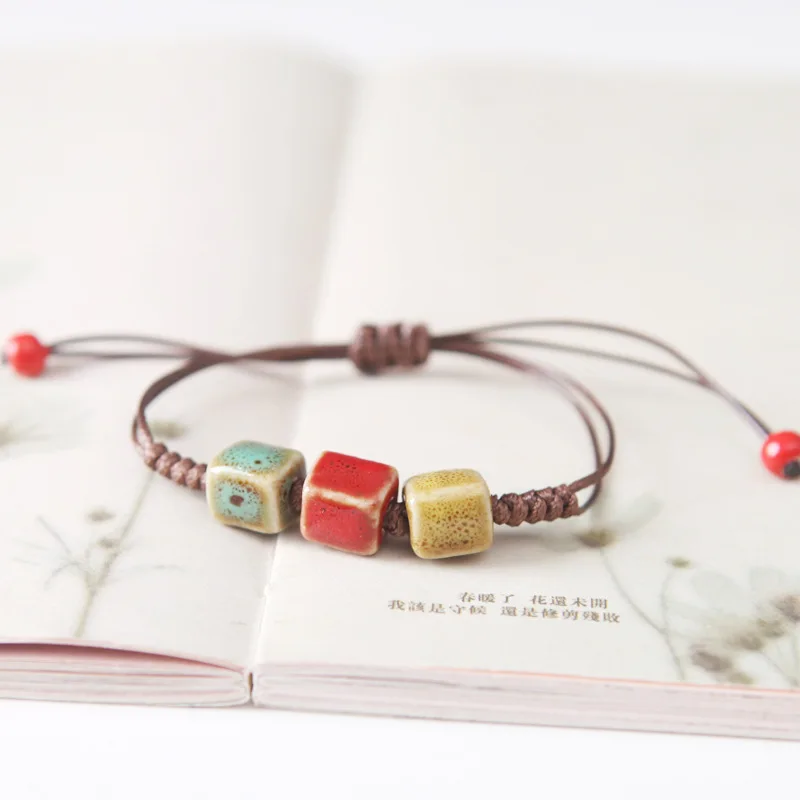 Женский браслет из бисера в этническом стиле плетеный керамический ручной