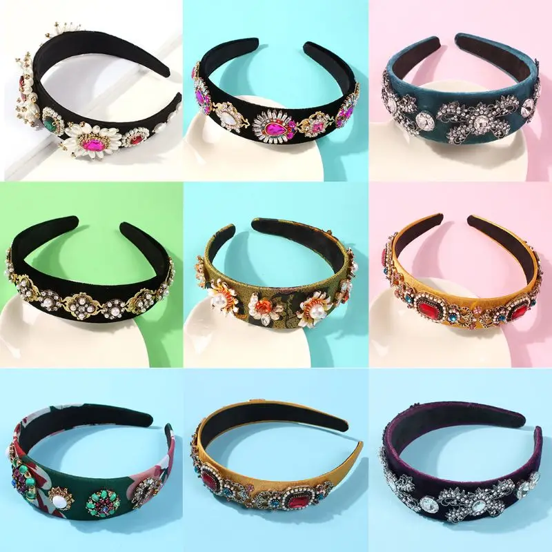 Барокко очарование бархат широкий ободок для женщин Винтаж дворец Имитация