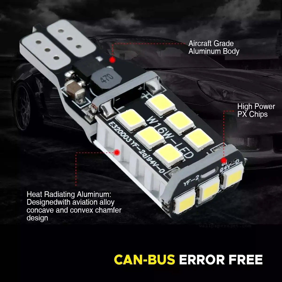 2 шт. T15 W16W Автомобильный светодиодный фонарь заднего хода CANBUS без ошибок 7,2 Вт 1200лм белый