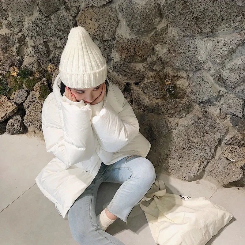 Woherb Harajuku Женское зимнее пальто куртка-пуховик негабаритная парка Женская Корейская Свободная куртка на подкладке с пупырышками Casaco Feminino