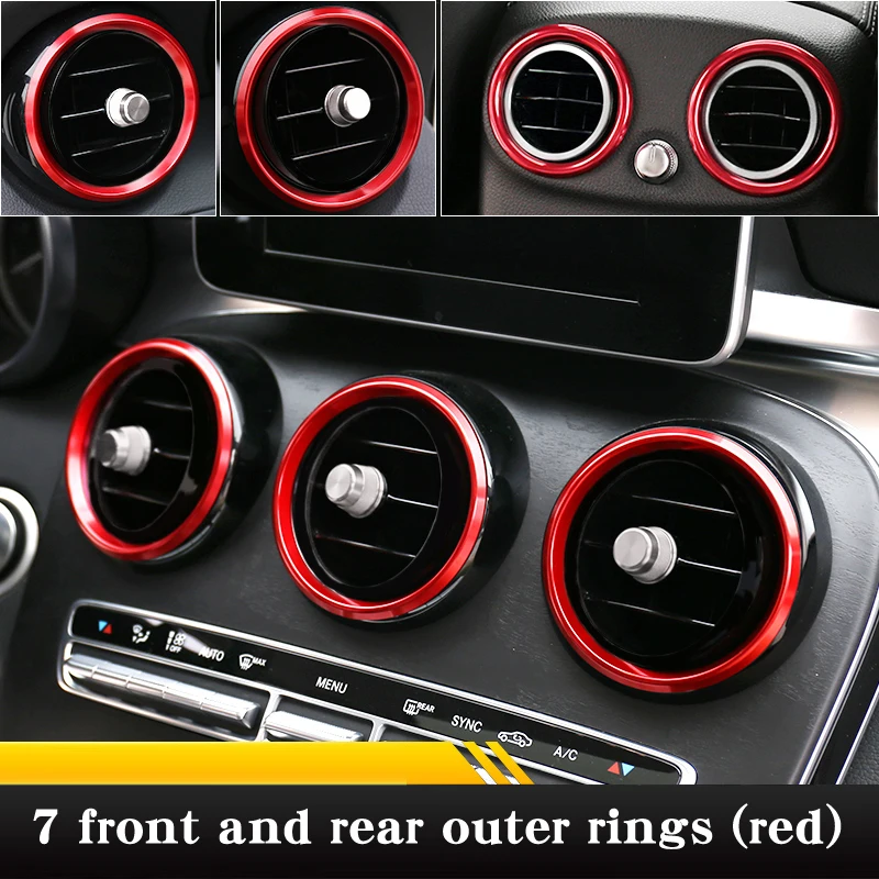 Red outer ring 7pcs Для Mercedes glc250 300 260 glc Coupe c-clsaa amg для интерьера автомобиля аксессуары для автомобильных наклеек воздушная розетка яркая полоса - Название цвета: Red outer ring 7pcs