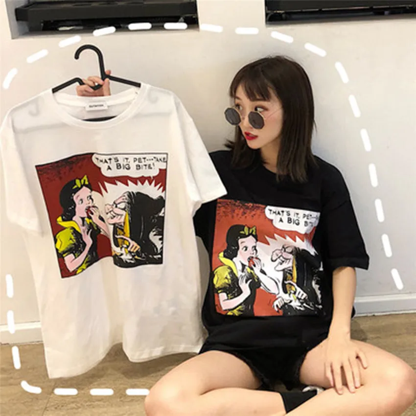 Белоснежка мультфильм хип хоп bf Студенческая свободная Корейская ulzzang дикая