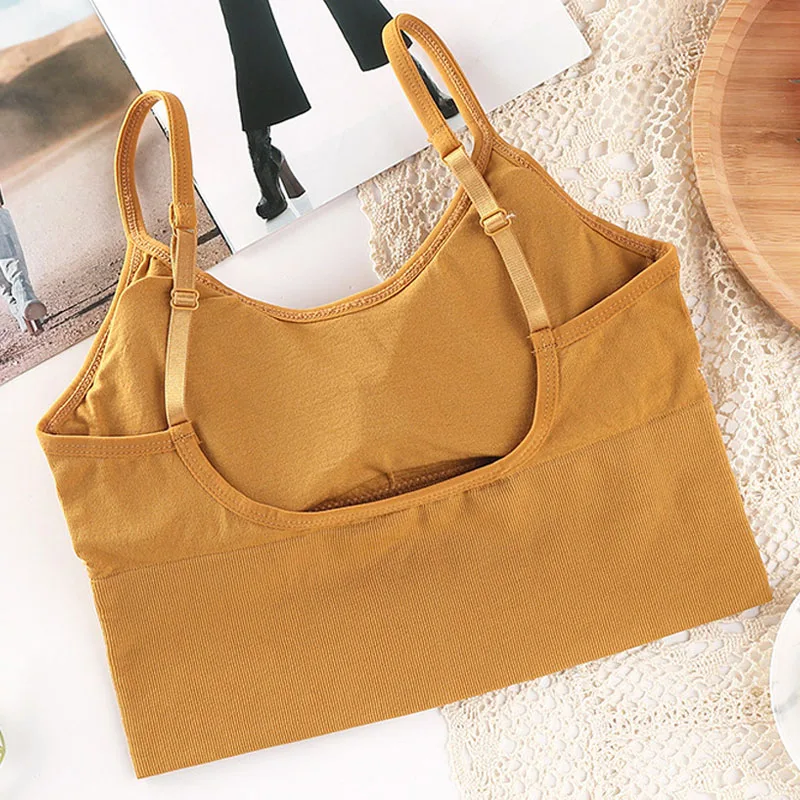 

1Pcs Women Underwear Tank Crop Top Seamless Female Lingerie Intimates Fashion Pure Color Sport Tops Breathable U Shape Camisole