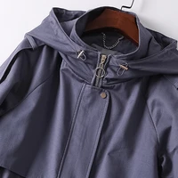 Windbreaker Women Trench Coat 100 Cotton Shell Plus Size Classical Design Hooded Turn-down Collar Sashes Elegant Wind Coat