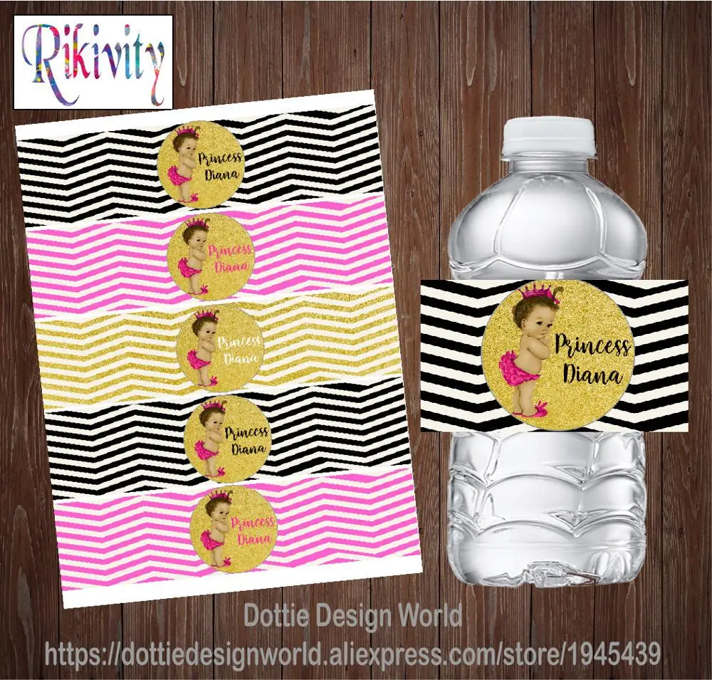 Персонализированные этикетки для бутылок с водой в стиле принцессы девочек