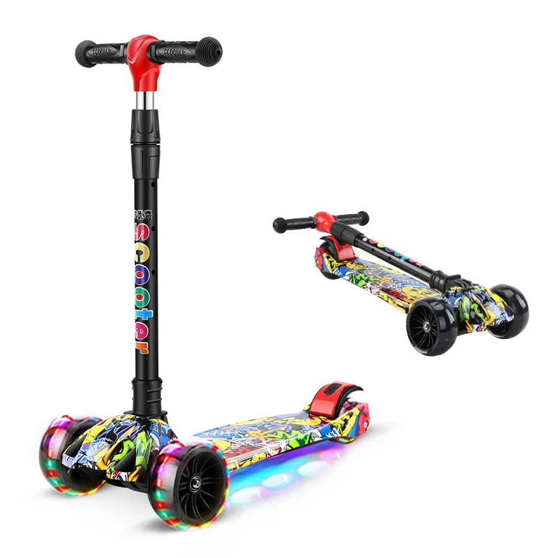 Детский самокат складной алюминиевый сплав скейтборд детский регулируемая