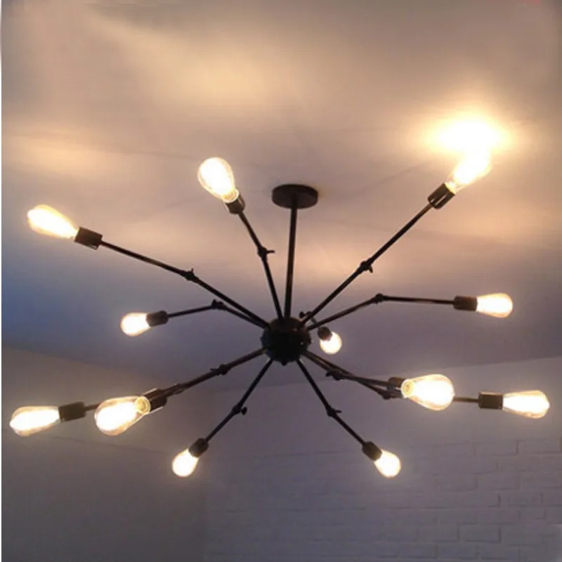 

Loft Industrial spider chandelier Fashion rustic wrought iron led ceiling chandeliers Country Expansion Bedroom Chandelier lamp