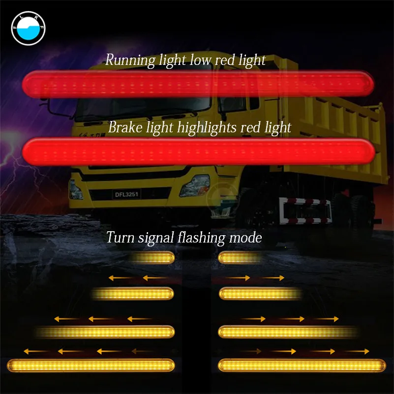 2pcs Waterproof 72LED light guide two-color water steering taillights ATV Trailer Truck LED Tail Light Lamp Car Taillight Revers |